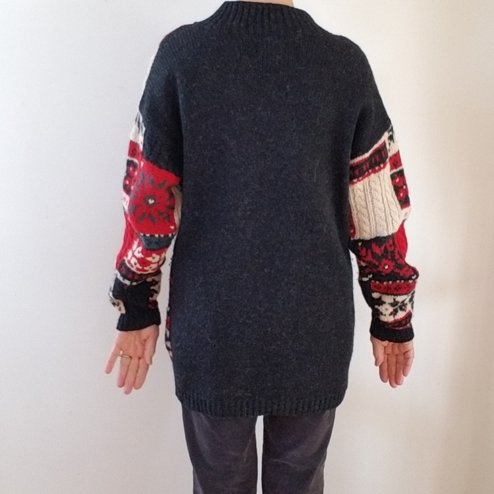 VTG Prides Landing Women WOOL Winter, Snowflake KNIT Patchwork Sweater - Picture 7 of 14